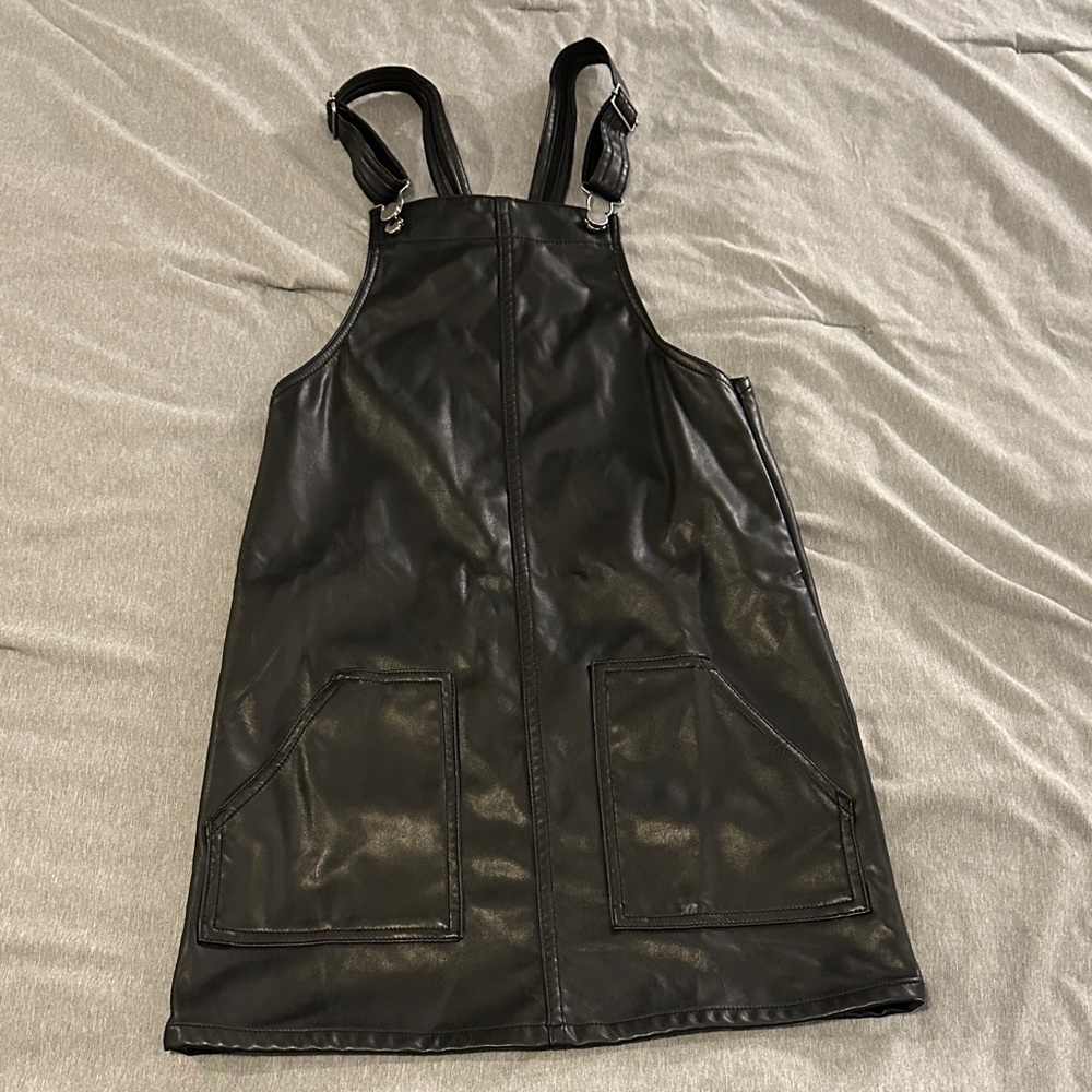 Chic Black Faux Leather Dress